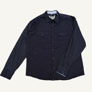 Scully Black Tone on Tone Stripe Shirt Snap Button Western Long Sleeve Medium